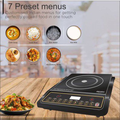 REZEK 2000 Watt Induction Cooktop with Auto Shut-Off & Over-Heat Protection Induction Cooktop  (Black, Push Button)