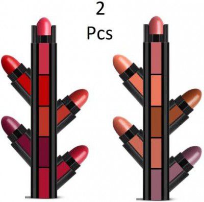 rezmay Enrich Matte 5 in 1 Lipstick Combo Set of 2  (The Red & Nude Edition, 15 g)