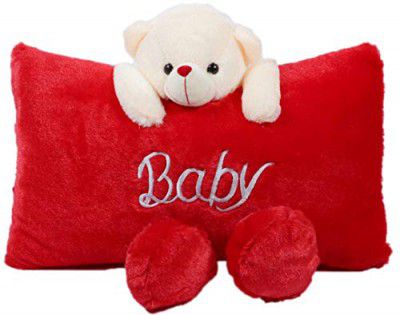 Richy Toys Cute Teddy Pillow Stuffed Soft Plush Soft Toy Kids Birthday (Red)