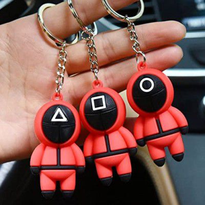 Rk Toys Set Of 3 Neaflix Skuid Game Keychain 3D Soft Rubber Figure Mini Doll Quick Domestic Skuid Games Toy Keychains (3 pcs)