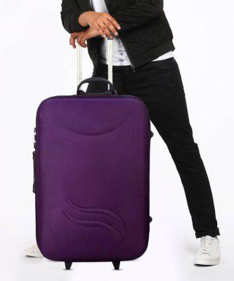 RKCOLLECTION Medium Cabin & Check-in Set (65 cm) 3 Wheels - 24purple trolley bag Soft Sided Luggag - Purple