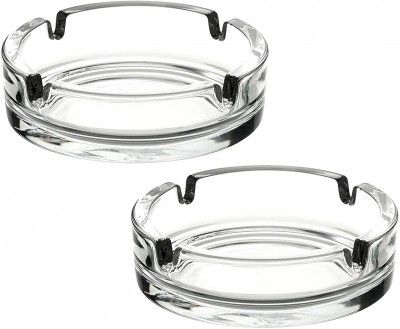 RKK_ Ashtray for Cigarette for Smoking Glass Ashtray for Home and Office (Set Of 2)