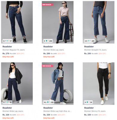 Roadster Jeans For Womens Upto 90% Off | Starts @259