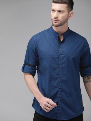 Roadster Men Blue Regular Fit Solid Sustainable Casual Shirt