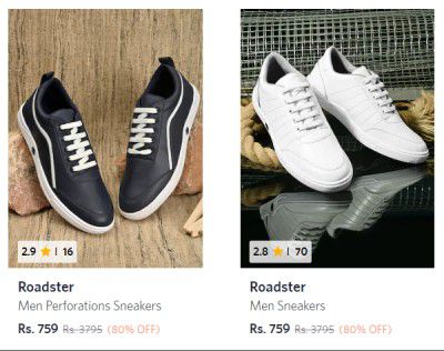 Roadster Men Sneakers Upto 80% Off