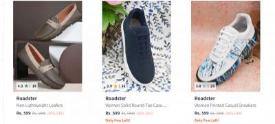 Roadster Shoes at Flat 90% off