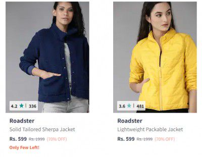 Roadster Women's Jackets at Minimum 70% off