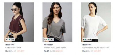 Roadster Women's T-shirts up to 83% off