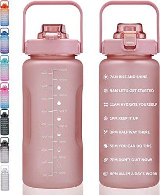 Roktry 64 OZ/Half Gallon Motivational Water Bottle with Time Marker & Straw - BPA Free Leakproof Tritan Frosted Plastic Big 2L Water Bottle for Women Men Large Water Jug for Fitness Gym Outdoor Sport