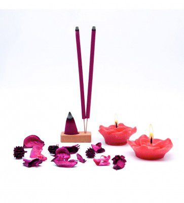 Iris Rose Floating Candles & Incense Stick Home Fragrance Decor Gift Set (Set Of 10)