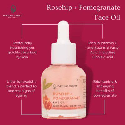 Rosehip and Pomegranate Face Oil For Skin Bouncing Glossy Reduces Laughter Lines & Hyperpigmentation.