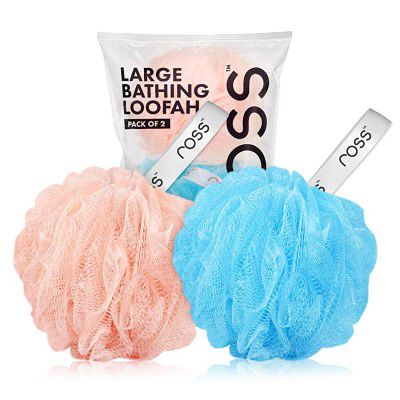 ross Large Bath Loofah Sponge Scrubber Exfoliator for High Lather Cleansing (Peach and Blue)