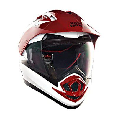 Royal Enfield DS Escapade ISI Certified Full Face Riding Helmet White & Red (XL) 60 Cm-High