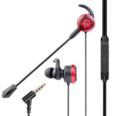 RPM Euro Games Gaming Earphones Wired with Detachable Mic | for Mobile Phones, PC, Tablet, PS4, PS5 (Red)