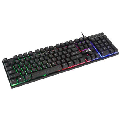 RPM Euro Games Gaming Keyboard Wired 7 Color LED Illuminated & Spill Proof Keys, Black, Medium