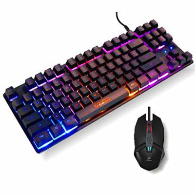 RPM Euro Games Gaming USB Keyboard and Mouse Combo | Keyboard - 87 Keys, Backlit, Space Saving Design | Mouse - Upto 3200 DPI, 6 Buttons, Rainbox Backlit