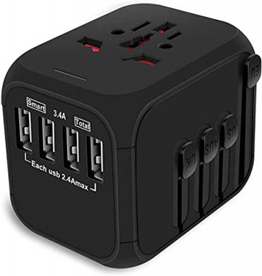 rts Universal International Travel Power Adapter All in One Worldwide Travel Adapter fast charging Wall Charger W/Smart High Speed 2.4A 4xUSB, European Adapter, Worldwide AC Outlet Plugs Adapters for 