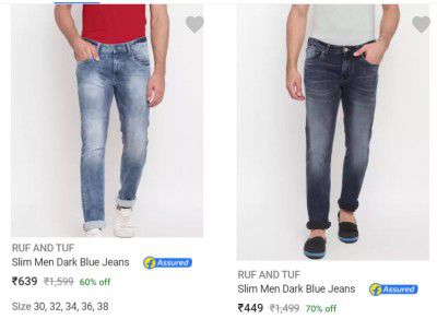 Ruf And Tuf Men's Jeans Starting @ Just Rs.449