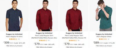 Ruggers by Unlimited Men's Shirts Starts ₹309