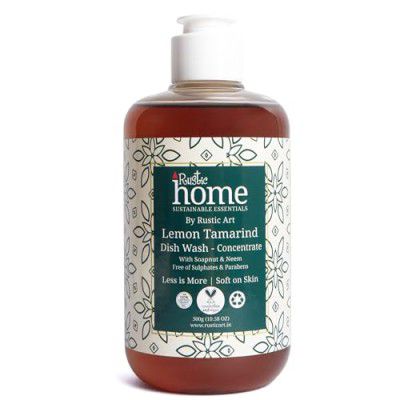 Rustic Home Lemon Tamarind Dish Wash Concentrate with Soapnut & Neem | Natural, Vegan, Sulphate & Paraben Free | (300 g (Pack of 1))