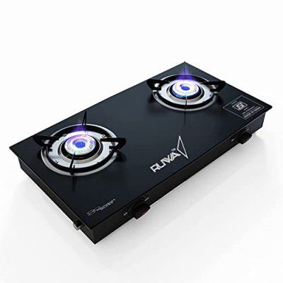 Ruwa 2 Burner Glass top, Manual Gas stove-ISI CERTIFIED