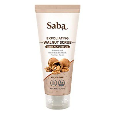 Saba Exfoliating Walnut Body & face Scrub, Help Revive Dry Skin, 100 ml