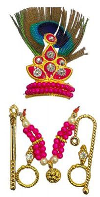 SacredKart, Laddoo Gopal Ji, Ornaments, Sringar, S2FB2, Pink, Size 0-3