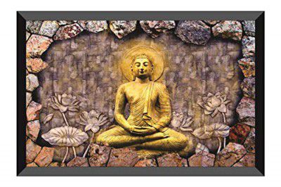 SAF Buddha Design Exclusive Art with Frame (14 inch X 20 inch) AANFM33