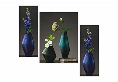 SAF paintings SANFJM32422 Flower UV Textured MDF Framed Paintings (Set of 3, 6mm, 12" x 18", Multicolor)