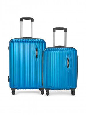 Safari Glimpse Set of 2, 56 and 69 Cms Small and Medium Trolley Bags Hard Case Polycarbonate 4 Wheels 360 Degree Wheeling, Suitcase for Travel, Electric Blue