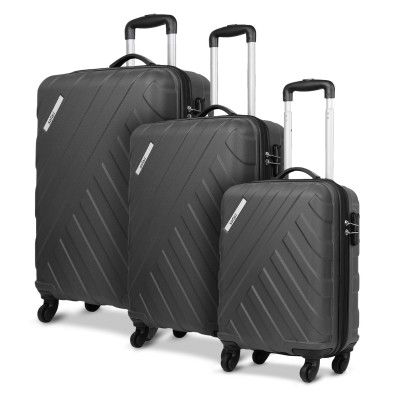 Safari Ray Set of 3 (Cabin + Medium + Large) Trolley Bags Hard Case Polycarbonate 4 Wheels 360 Degree Wheeling Luggage