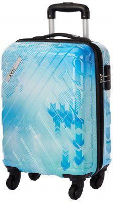 Safari Ray Voyage 53 Cms Small Cabin Polycarbonate (Pc) Hard Sided 4 Wheels 360 Degree Wheeling System Printed Luggage/Speed_Wheel Suitcase/Trolley Bag (Blue)