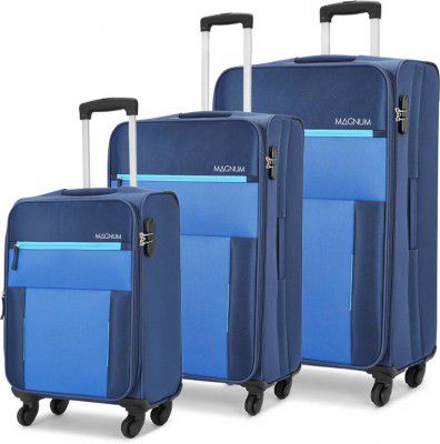 Safari  Soft Body Set of 3 Luggage 4 Wheels - Magnum Drift 57/67/77 4W - Blue