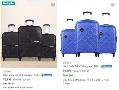 [ Pack of 3 ] Safari Suitcases @ 80% Off | Starts ₹4749