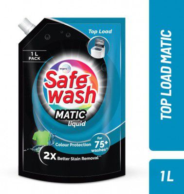 SafeWash by Wipro Ultra Soft & Brightness for Front and Top Load Washing Machines Fresh Liquid Detergent (1 L)