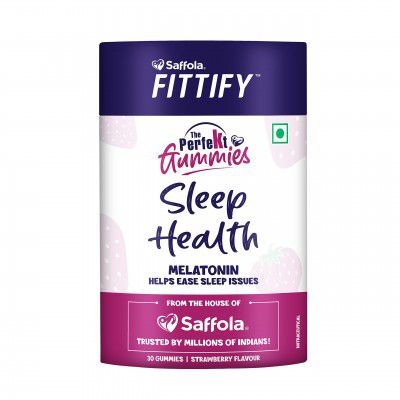 Saffola Fittify The PerfeKt Gummies for Better Sleep | Supplements Like Melatonin eases Sleep Issues | 30 Gummies| Strawberry Flavour