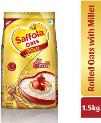 Saffola Oats Gold, Rolled Oats with Millet, Creamy Oats Pouch (1.5 kg)