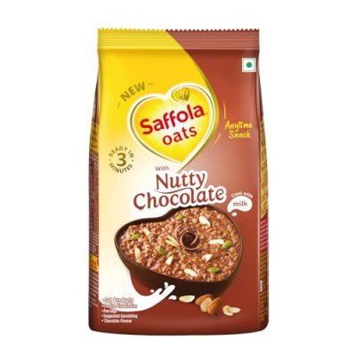 Saffola Oats with Nutty Chocolate, Chocolate Flavoured Oats with High Fibre, Anytime Snack, 400g