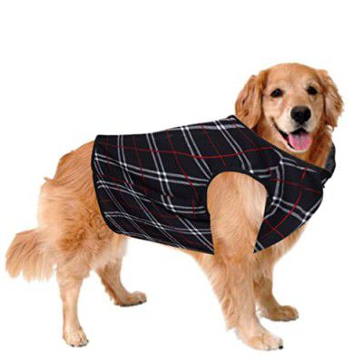 Sage Square Crazy Printed Dog T-Shirt, Ultra Soft & Light Weight (XXSmall - 10 inch) (Black Check Print)