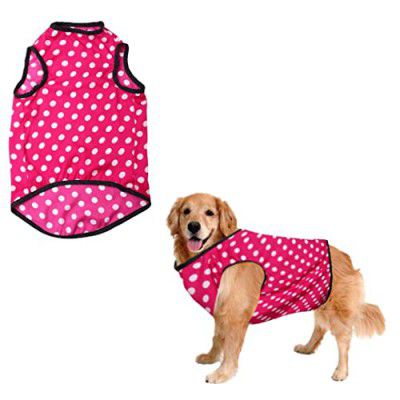 Sage Square Funky Soft Material Dog T-Shirt  (Medium - 18inches, Polka Pink)