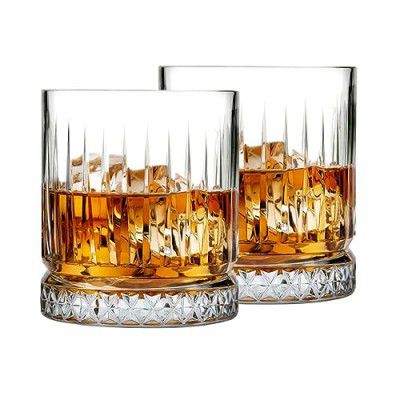 SAKI Trendy Whiskey Glasses Set of 2 | Heavy Base & Stylish Design | Perfect for Scotch, Mixed Drinks, Wine, Bourbon, Juice, Water and Cocktail Drinks 300 ML