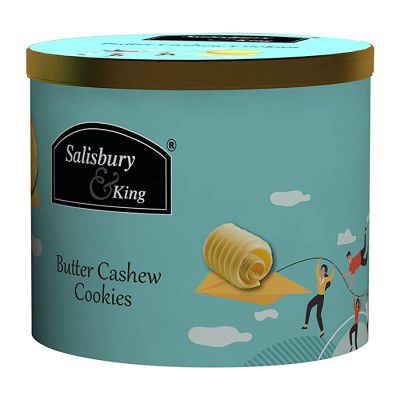 Salisbury & King - Butter Cashew Cookies - 400g | Gourmet Biscuits | Tea time Snack | Gift for Special Moments | Kaju Cookies