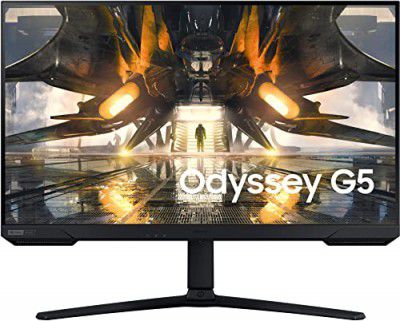 Samsung 32-inch(80cm) 2K QHD Odyssey G5 IPS Gaming, 165Hz, 1ms, Flat Monitor, 2560 X 1440 Pixels, Height Adjustable Stand, Pivot, HDR400, G-Sync, FreeSync Premium (LS32AG520PWXXL, Black)