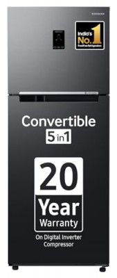 Samsung 363 L, 3 Star, Convertible 5-in-1 Digital Inverter, with Display Frost Free Double Door Refrigerator (RT39C553EBX/HL, Luxe Black, 2023 Model)