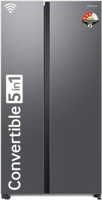 SAMSUNG 653 L Frost Free Side by Side 3 Star Refrigerator with Convertible 5-in-1 Digital Inverter WiFi Embedded  (Refined Inox, RS76CG8003S9HL)