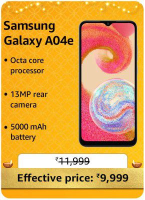 Samsung Galaxy A04e @ ₹9,999 During Big Billion Days Sale