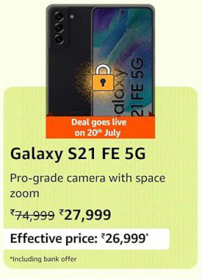 Samsung Galaxy S21 FE 5G @ ₹26,999 during Prime Day Sale