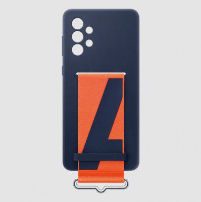 SAMSUNG Soft Silicone Hybrid Cover for SAMSUNG Galaxy A73 5G (Handheld Strap, Navy)