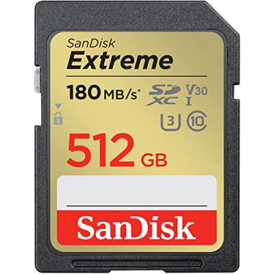 SanDisk 512GB Extreme SDXC UHS-I Memory Card - C10, U3, V30, 4K, UHD, SD Card - SDSDXVV-512G-GNCIN