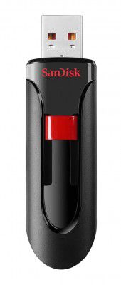 SanDisk Cruzer Glide 3.0 USB Flash Drive, CZ600 64GB, USB3.0, Black with red Slider, Retractable Design, 5Y